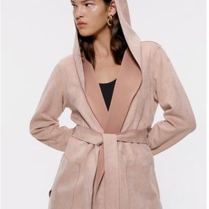 ZARA Faux Suede Hooded Jacket Pink